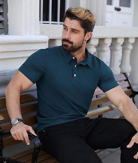 ZITY Men's Textured Dri Fit Performance Polo Shirt-CUMPO05145