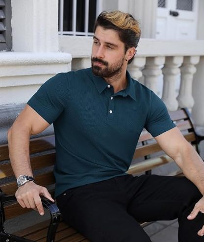 ZITY Men's Textured Dri Fit Performance Polo Shirt-CUMPO05145