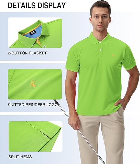 ZITY Men's Moisture Wicking Slim Fit Golf Polo Shirt-CEMPO01637
