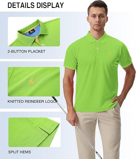 ZITY Men's Moisture Wicking Slim Fit Golf Polo Shirt-CEMPO01637
