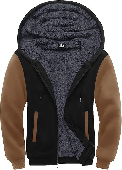 ZITY Men's Full Zip Up Contrast Color Fleece Hoodie-zity1712