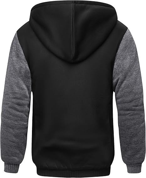 ZITY Men's Full Zip Up Contrast Color Fleece Hoodie-zity1712