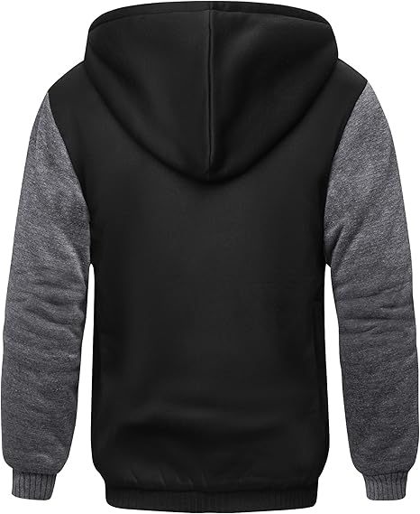 ZITY Men's Full Zip Up Contrast Color Fleece Hoodie-zity1712
