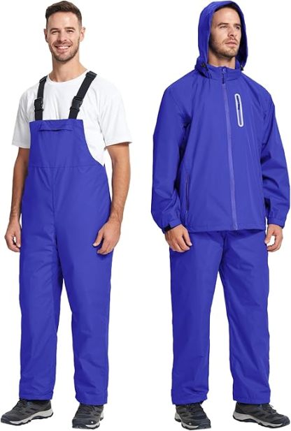 ZITY Men's Waterproof Jacket and Bibs Pants Rainwear-CUMRS03371