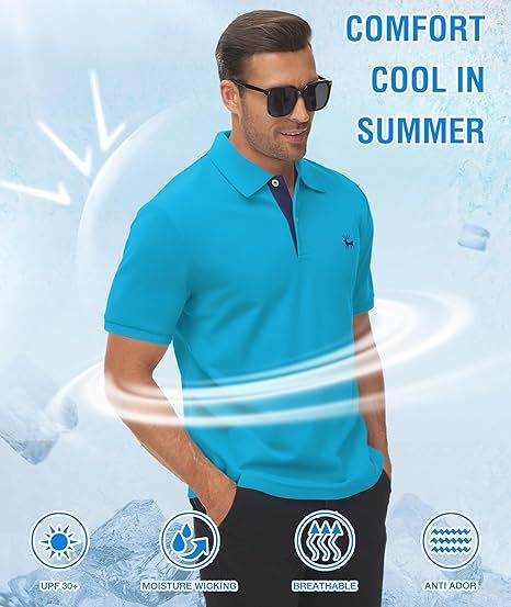 ZITY Men's Moisture Wicking Slim Fit Golf Polo Shirt-CEMPO01637