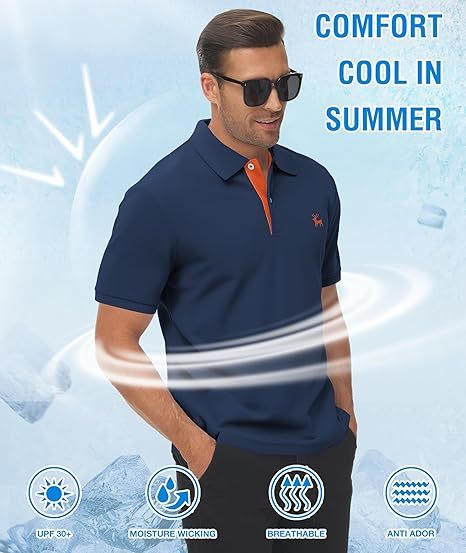 ZITY Men's Moisture Wicking Slim Fit Golf Polo Shirt-CEMPO01637