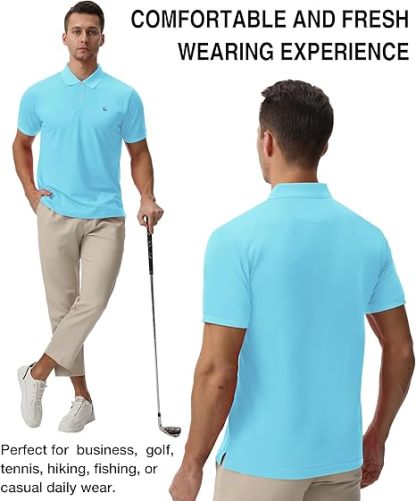 ZITY Men's Moisture Wicking Slim Fit Golf Polo Shirt-CEMPO01637