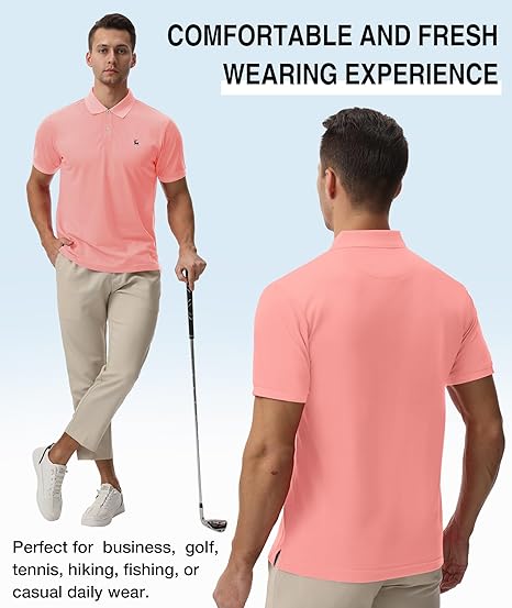 ZITY Men's Moisture Wicking Slim Fit Golf Polo Shirt-CEMPO01637