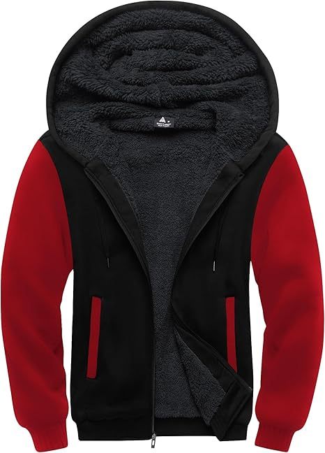 ZITY Men's Full Zip Up Contrast Color Fleece Hoodie-zity1712
