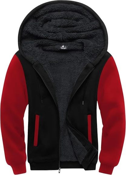 ZITY Men's Full Zip Up Contrast Color Fleece Hoodie-zity1712