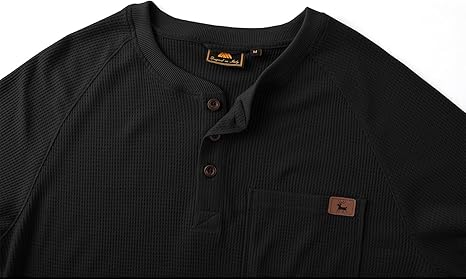 ZITY Men's Long Sleeve Casual Waffle Thermal Henley Shirt-CUMLS03493