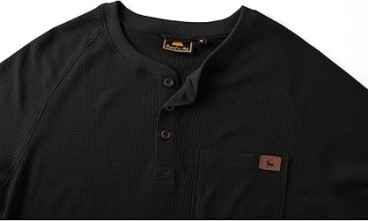 ZITY Men's Long Sleeve Casual Waffle Thermal Henley Shirt-CUMLS03493