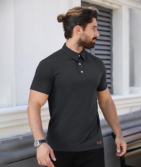 ZITY Men's Textured Dri Fit Performance Polo Shirt-CUMPO05145