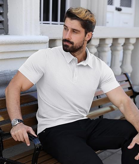 ZITY Men's Textured Dri Fit Performance Polo Shirt-CUMPO05145