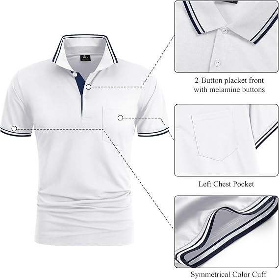 ZITY Men's Button Up Dri Fit Golf Polo Shirt-CFMPO00134