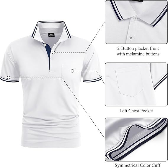 ZITY Men's Button Up Dri Fit Golf Polo Shirt-CFMPO00134