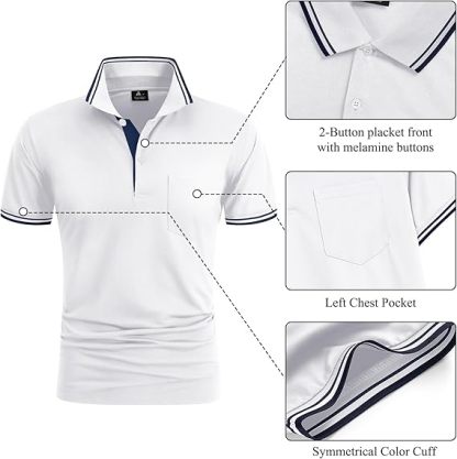 ZITY Men's Button Up Dri Fit Golf Polo Shirt-CFMPO00134