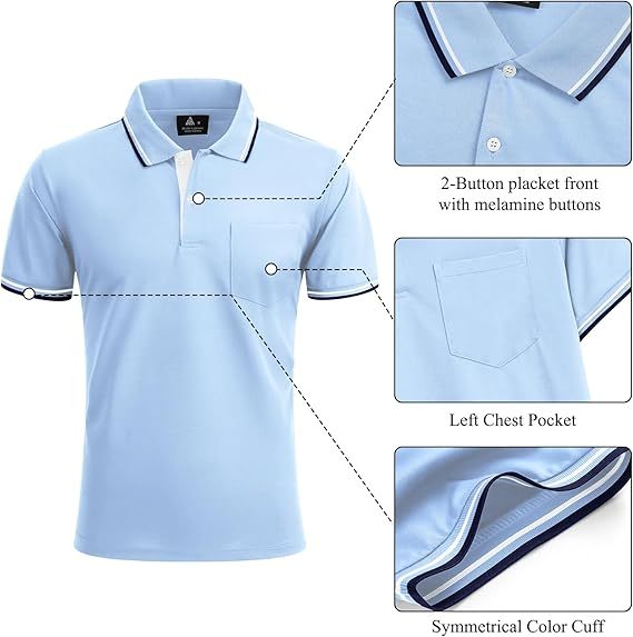 ZITY Men's Button Up Dri Fit Golf Polo Shirt-CFMPO00134