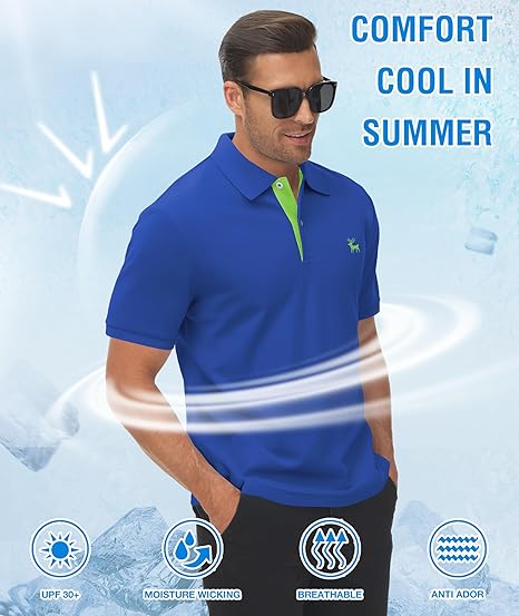 ZITY Men's Moisture Wicking Slim Fit Golf Polo Shirt-CEMPO01637
