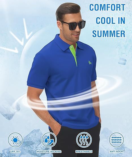 ZITY Men's Moisture Wicking Slim Fit Golf Polo Shirt-CEMPO01637