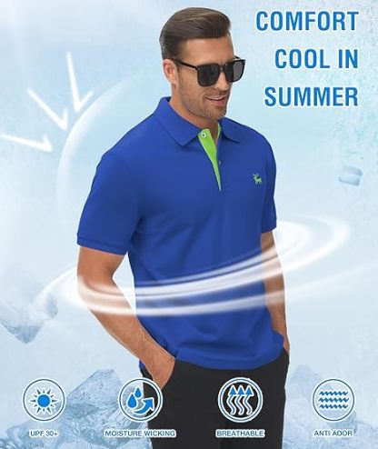 ZITY Men's Moisture Wicking Slim Fit Golf Polo Shirt-CEMPO01637