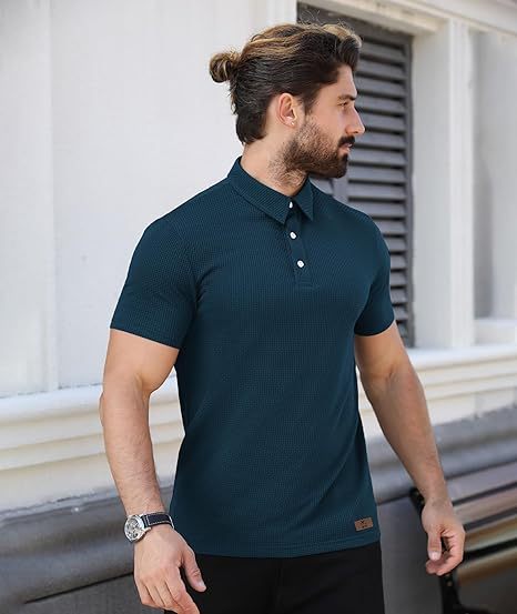 ZITY Men's Textured Dri Fit Performance Polo Shirt-CUMPO05145