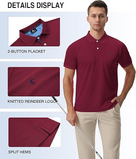ZITY Men's Moisture Wicking Slim Fit Golf Polo Shirt-CEMPO01637
