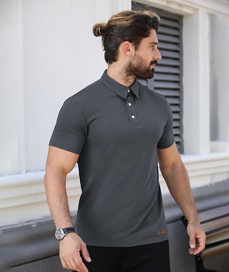 ZITY Men's Textured Dri Fit Performance Polo Shirt-CUMPO05145