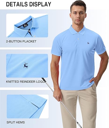 ZITY Men's Moisture Wicking Slim Fit Golf Polo Shirt-CEMPO01637