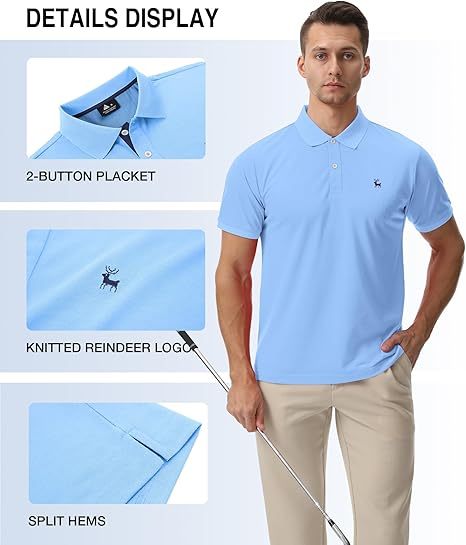 ZITY Men's Moisture Wicking Slim Fit Golf Polo Shirt-CEMPO01637