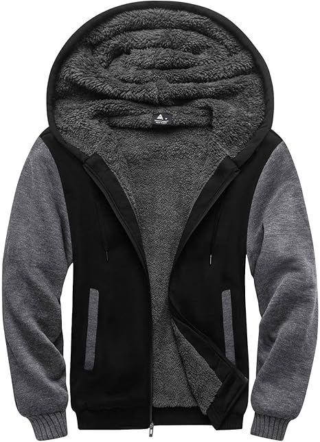 ZITY Men's Full Zip Up Contrast Color Fleece Hoodie-zity1712