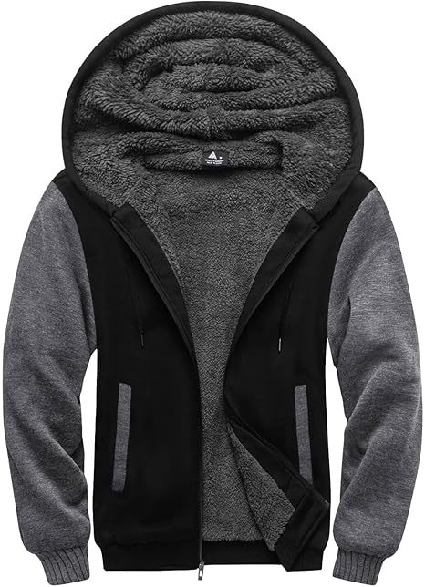 ZITY Men's Full Zip Up Contrast Color Fleece Hoodie-zity1712