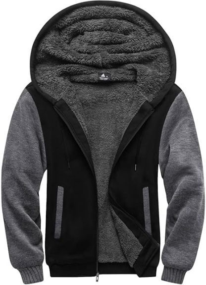 ZITY Men's Full Zip Up Contrast Color Fleece Hoodie-zity1712