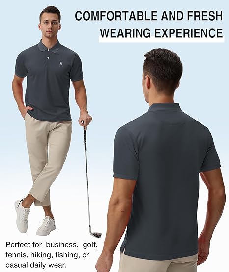 ZITY Men's Moisture Wicking Slim Fit Golf Polo Shirt-CEMPO01637