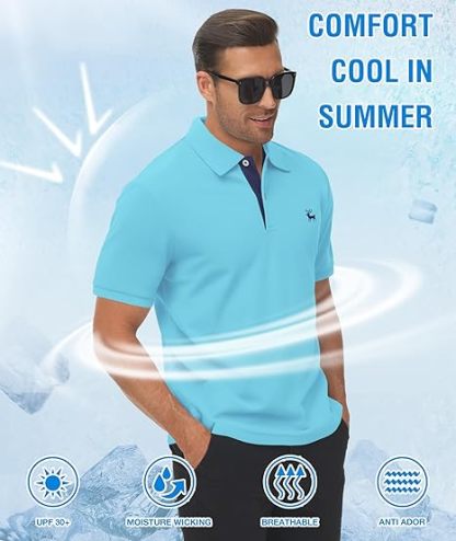 ZITY Men's Moisture Wicking Slim Fit Golf Polo Shirt-CEMPO01637