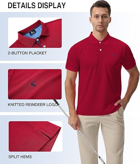 ZITY Men's Moisture Wicking Slim Fit Golf Polo Shirt-CEMPO01637