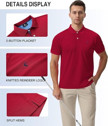 ZITY Men's Moisture Wicking Slim Fit Golf Polo Shirt-CEMPO01637