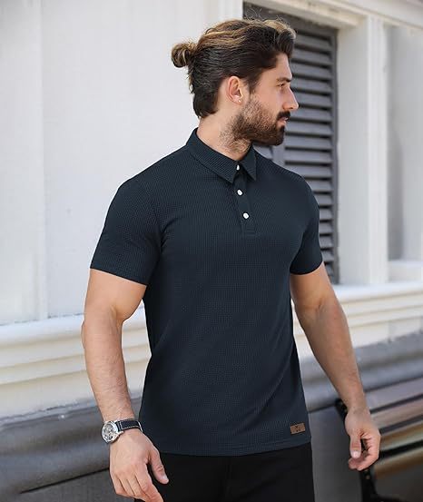 ZITY Men's Textured Dri Fit Performance Polo Shirt-CUMPO05145