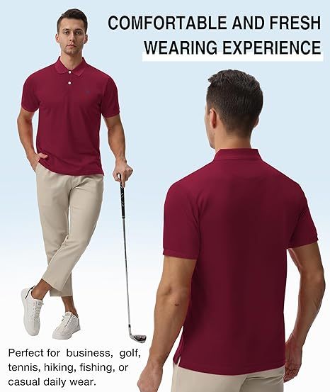 ZITY Men's Moisture Wicking Slim Fit Golf Polo Shirt-CEMPO01637