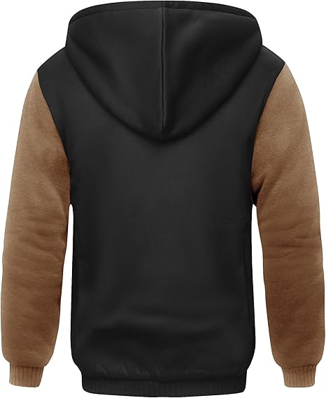 ZITY Men's Full Zip Up Contrast Color Fleece Hoodie-zity1712