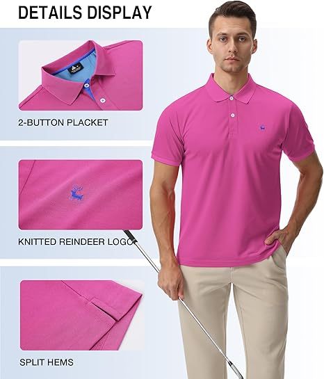 ZITY Men's Moisture Wicking Slim Fit Golf Polo Shirt-CEMPO01637