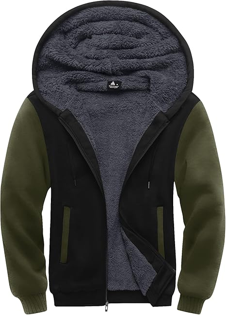 ZITY Men's Full Zip Up Contrast Color Fleece Hoodie-zity1712