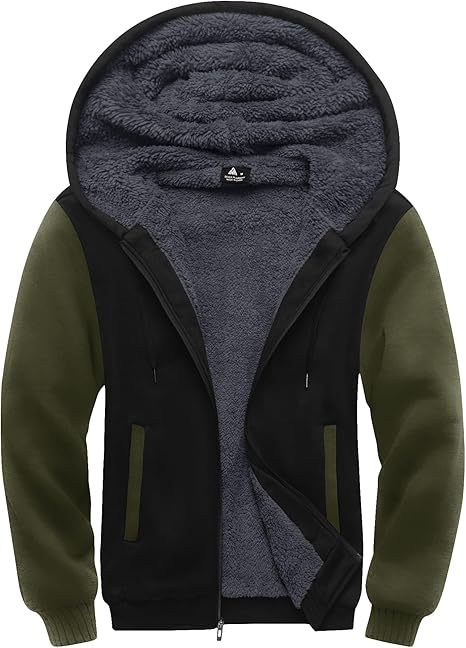 ZITY Men's Full Zip Up Contrast Color Fleece Hoodie-zity1712