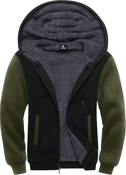 ZITY Men's Full Zip Up Contrast Color Fleece Hoodie-zity1712