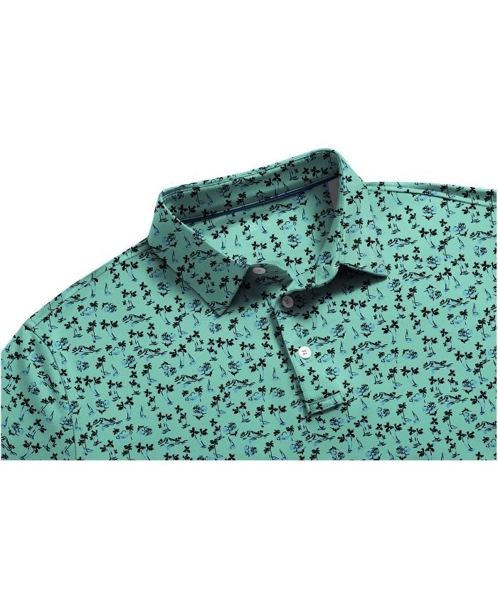 ZITY Men's Button Up Dri Fit Printed Polo Shirt-CUMPO05527