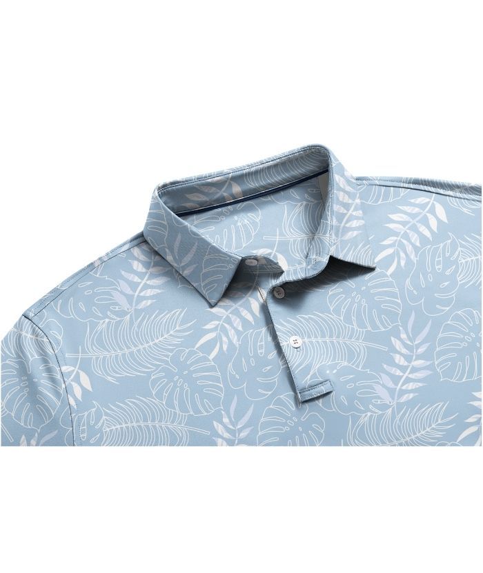 ZITY Men's Button Up Dri Fit Printed Polo Shirt-CUMPO05527
