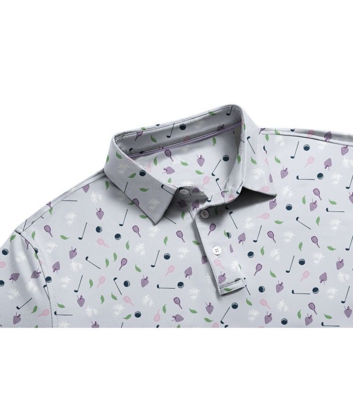 ZITY Men's Button Up Dri Fit Printed Polo Shirt-CUMPO05527