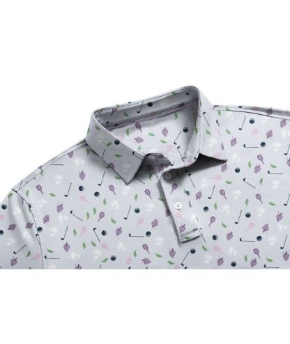 ZITY Men's Button Up Dri Fit Printed Polo Shirt-CUMPO05527