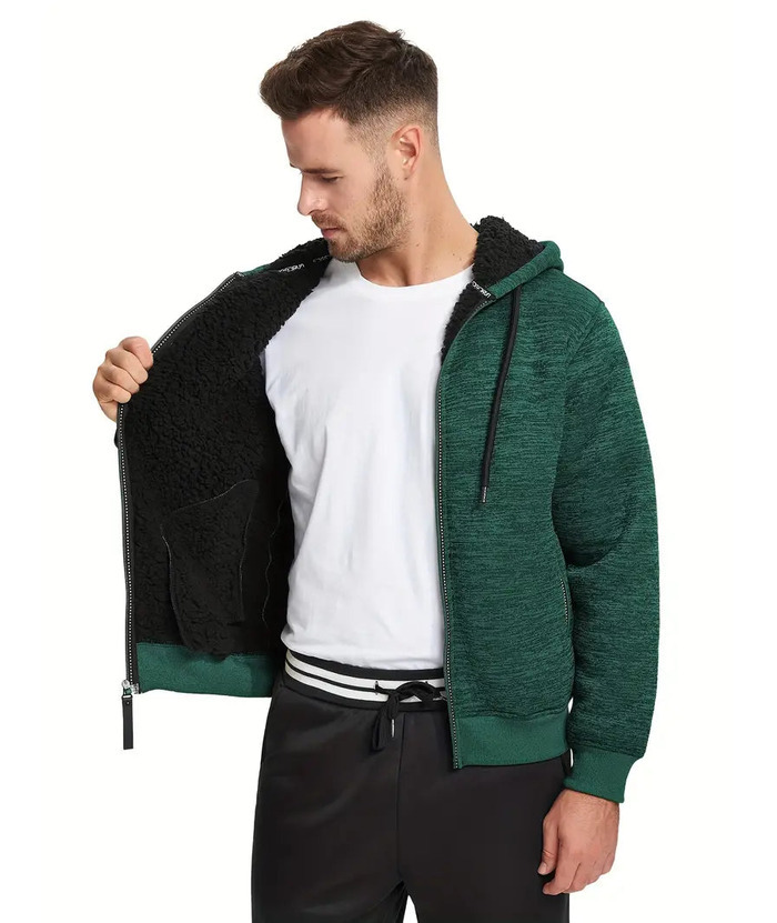 ZITY Men's Warm Fleece Solid Color Casual Zip Up Hoodie-ZPK005323 | Zitysports