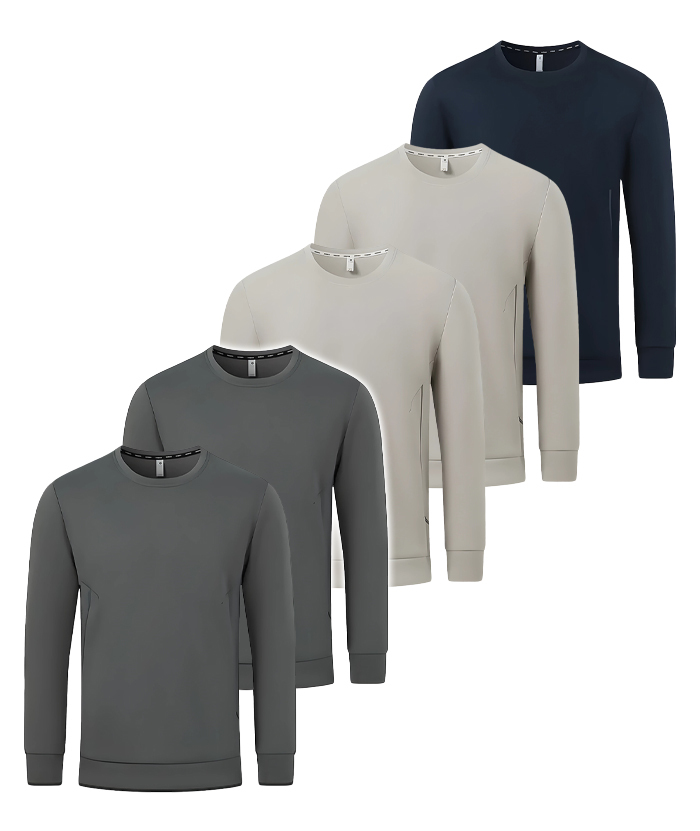 5 Pack Men's Athletic Fit Solid Color Long Sleeve T-Shirt-DZUHE00175